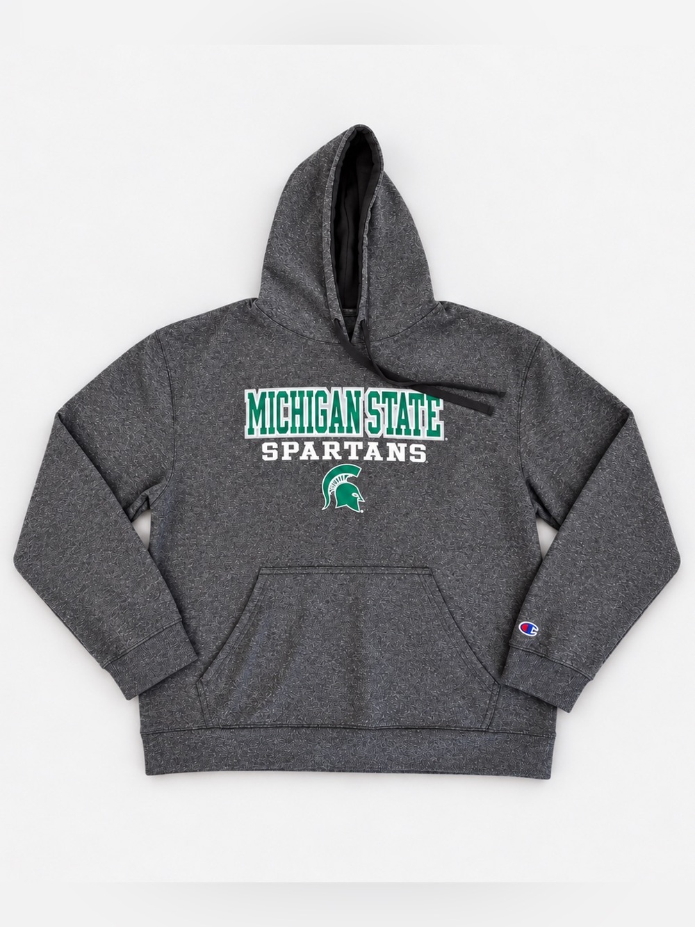 Michigan State Spartans Champion Heather Gray Hoodie with Green Logo